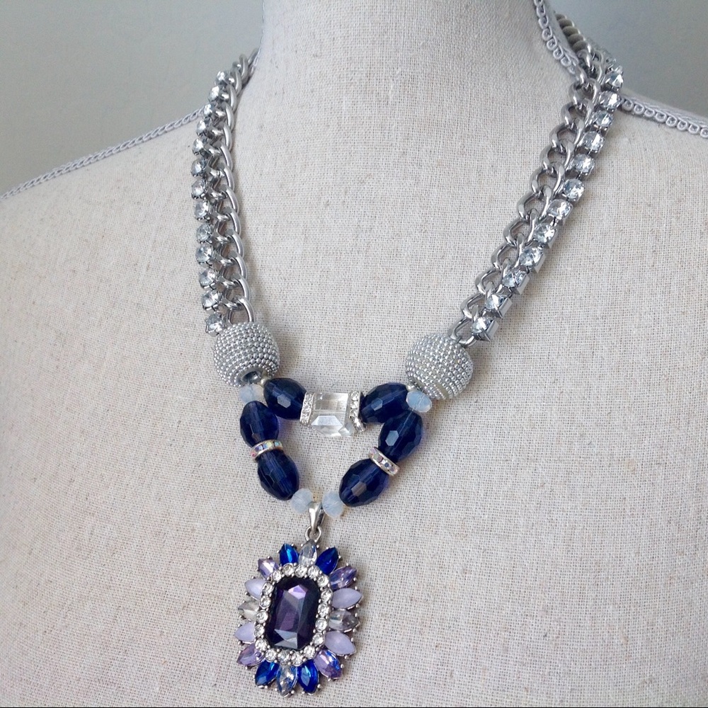 Royal Blue Pendant Necklace - Picture 6 of 7